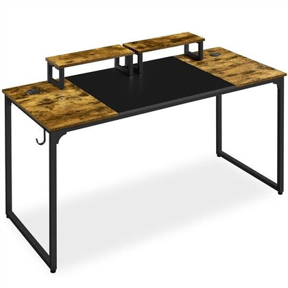 Large Computer Desk with Movable Monitor Stand for Gaming/Writing/Home Office