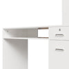 White Manicure Nail Table Wooden Desk Mobile Rolling Workstation Shelves Storage