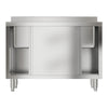 Commercial Stainless Steel Sink Kitchen Cabinet Large Double Bowl Sliding Doors