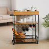 Bar Kitchen Drinks Trolley Serving Cart Hanging Wine Glass Rack Bottles Holder N
