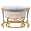 Set of 2 Round Nesting Coffee Table Side Table with 1 Drawer for Living Room