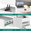 Round Lift Top Coffee Table with Storage Sofa Side Tables for Living Room White