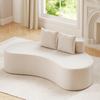 Floor Sofa Bed Curved Upholstered Lazy Couch Low Back Reading Gaming Beige Seat