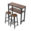 3 Space Saving Industrial Kitchen Bar Table Stool Set Breakfast Dining Chair Set