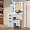 New LED Dressing Table Makeup Desk With Stool Mirror Bedroom Vanity Set White UK