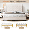 4ft6 Double Bed Frame Upholstered Platform Bed with Adjustable Headboard Beige