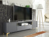 200cm TV Unit – Fluted Fronts, 2 Doors, Drawer, Gold Legs & Handles, Modern Luxe