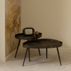 Modern Round Metal Walnut Nest Of Tables Set Of Two Coffee Tables Living Room