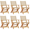Brokky Folding Garden Chairs 6 pcs Beige Poly Rattan and Solid Wood,Folding W3F6