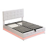 Ottoman Double Bed Frame 4FT6 LED Faux Leather Storage Bed Frame With Headboard