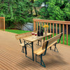 3Pcs Folding Table & Bench Set Garden Outdoor Patio Beer Dining Wood Table Chair