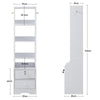 Extra Tall Bedside Cabinet Nightstand Side Table Shelf Bookshelf Storage Drawer