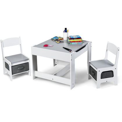 3-In-1 Activity Table Multipurpose Children Table and Chair Set with Drawers