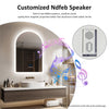 Arched LED Wall Mirror for Bathroom Backlit Anti-fog Time,Temp.Display Bluetooth