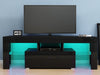 Modern TV Unit Stand with 1 Drawer Cabinet Black High Gloss Door RGB LED Lights