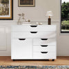 Rolling Lateral File Cabinet Printer Stand 5-Drawer Chest with Door-White