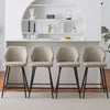 Set of 2 Bar Stools Faux Leather Back Upholstered Metal Legs Barstool Pub Chair