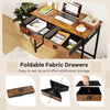 Computer Desk Home Office Desk with 4 Hanging Hooks-Coffee
