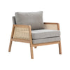 Scandi Solid Wooden Frame Chair Wicker Armchair Tub Sofa Fabric Upholstered Seat