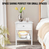 White Bedside Table Wooden Nightstand Cabinet Storage Unit with Shelf & Drawer