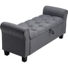 Upholstered Ottoman Stool Window Side Seat Scroll Ends Armed Bench Chaise Sofa