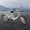24" Adult Tricycle 6-Speed White 3 Wheel Bicycle Cruise Trike with Basket + Lamp