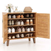 Entryway Freestanding Storage Cabinet 4-Tier Shoe Rackw/Shelves-Teak