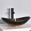 Bathroom Countertop Basin Set Tempered Glass Wash Sink Boat Shape Bowl Gold