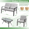 4Pcs Garden Patio Conversation Furniture Set Metal Outdoor Sofa Set w/Cushions
