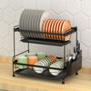Metal Dish Drainer Rack Tray Cutlery Plate Cup Holder Sink Washing Up Bowl 2Tier