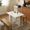 Drop Leaf Table Folding Dining Table With Mobile Wheels & Hidden Storage Shelf
