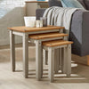 Home Source Solid Pine Wood Nest of Tables, Set of 3 for Living Room, Grey Fini