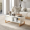 Elegant Coffee Table with Marble Effect & Storage Drawers for Living Room White