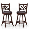 2Pcs Bar Stools Swivel Counter Height Bar Pub Stools Set w/Cushioned Seat 24"