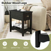 Bedside Table Set of 2 Bedroom Compact Table with Drawer & Storing Shelf-Black