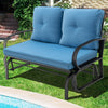 2 Seater Blue Outdoor Glider Bench with Cushions