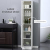 Tall Mirrored Bathroom Cabinet with Adjustable Shelf White