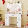 Makeup Vanity Desk with Lighted Mirror and Charging Station-White