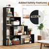 Wooden Storage Organizer 4-Tier Stepped Bookshelf-Black