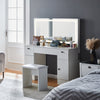 Dressing Table with Large LED Mirror Wood Makeup Desk 3 Drawers Stool White