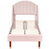 UPHOLSTERED PLATFORM BED 3FT SINGLE BED FRAME WITH HEADBOARD AND WING SIDE PINK