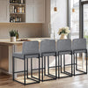 2Piece Bar Stools Counter Bar Stools with Back PU Leather Upholstered Bar Chair