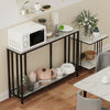 2 Tiers Marble Console Table Narrow Entryway Porch Side Table Partition Cabinet