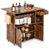 Kitchen Island Storage Trolley Rolling Cart Cupboard with Wine Rack & 2 Doors