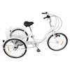 24" Adult Tricycle 6-Speed White 3 Wheel Bicycle Cruise Trike with Basket + Lamp