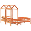 Bed and Set with Roof Wax Brown 100x200 Solid Wood Pine W3Y5