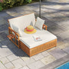 Patio Solid Acacia Wood Loveseat & Storage Ottoman-White