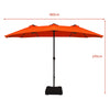 4.6M Outdoor Extra Large Umbrella Double-Sided Parasol W/ Solar LED Lights
