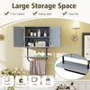 Bathroom Space Saving Storage Cabinet w/ Double Doors-Grey