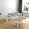 Dining Table and Chairs for 4 People,Kitchen Table Set,Grey&White,Solid Wooden